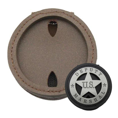 Genuine Leather Embedded Cut-out Holder For Round US MARSHAL & Other Police Badges