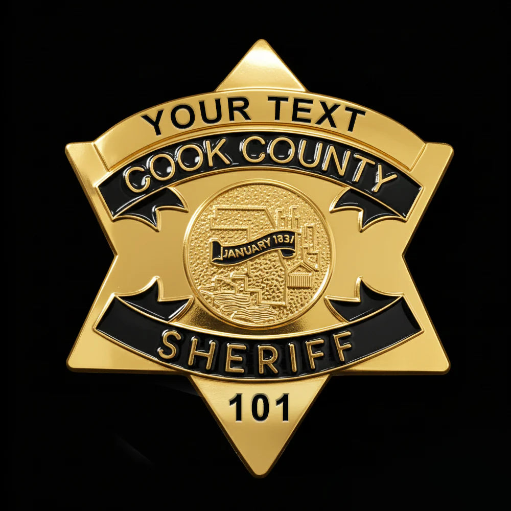 CCSO Cook County Sheriff Star Gold Badge Customizable Number Replica