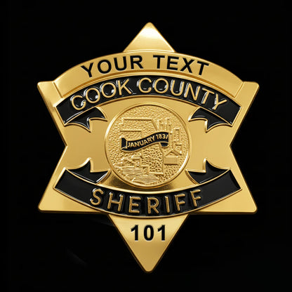 CCSO Cook County Sheriff Star Gold Badge Customizable Number Replica
