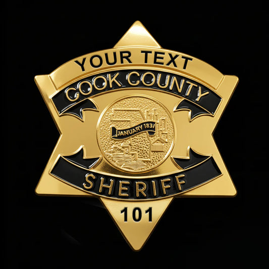 CCSO Cook County Sheriff Star Gold Badge Customizable Number Replica