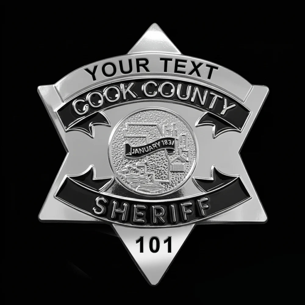 CCSO Cook County Sheriff Star Gold Badge Customizable Number Replica