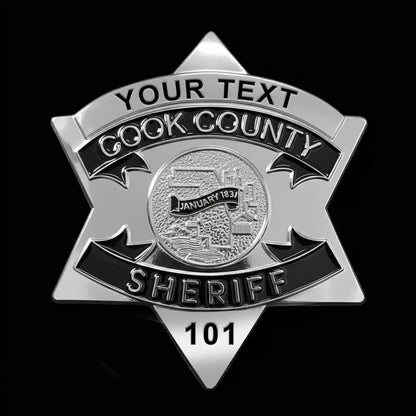 CCSO Cook County Sheriff Star Gold Badge Customizable Number Replica
