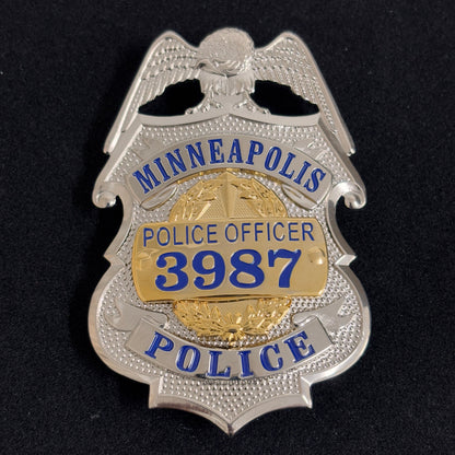 US MPD Minneapolis Police Officer Badge Replica Movie Props Customizable Number